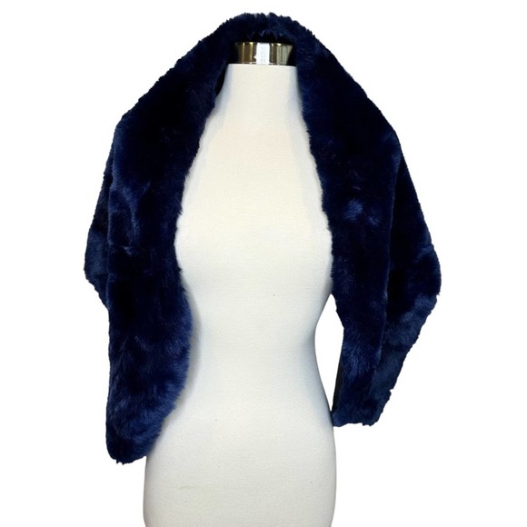 Faux Fur Shoulder Wrap Womens Shawl Cocktail Soft Blue Dresses - Picture 1 of 5